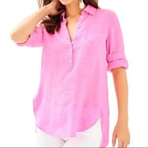 Lilly Pulitzer Linen top with 3/4 buttons